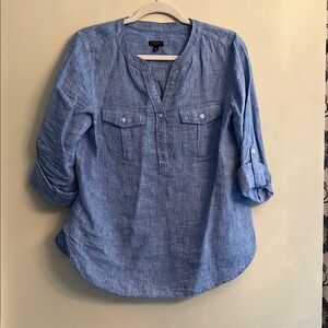 Talbots Blue 3/4 Sleeve Relaxed Blouse